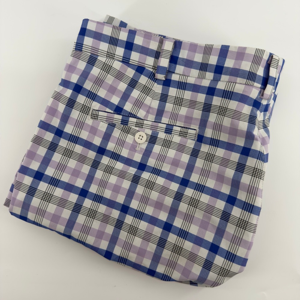 Nike‎ Golf Dri-FIT Plaid Shorts Mens 40 Blue Purple Checkered Athletic